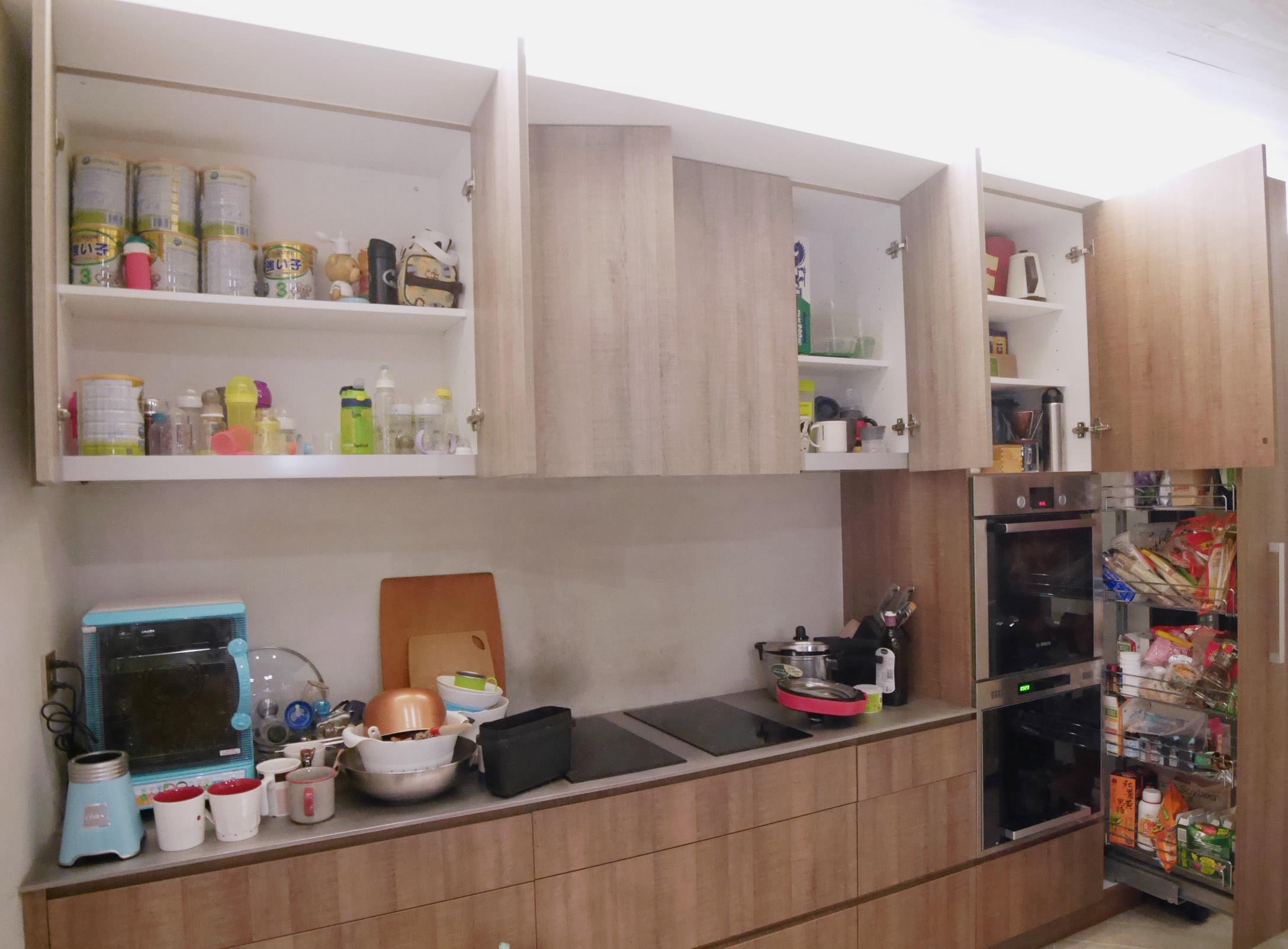 [50年老屋翻新-廚房] 達成我心中的夢想中島,乾淨整齊收納量超大的開放式廚房設計-室內設計裝潢