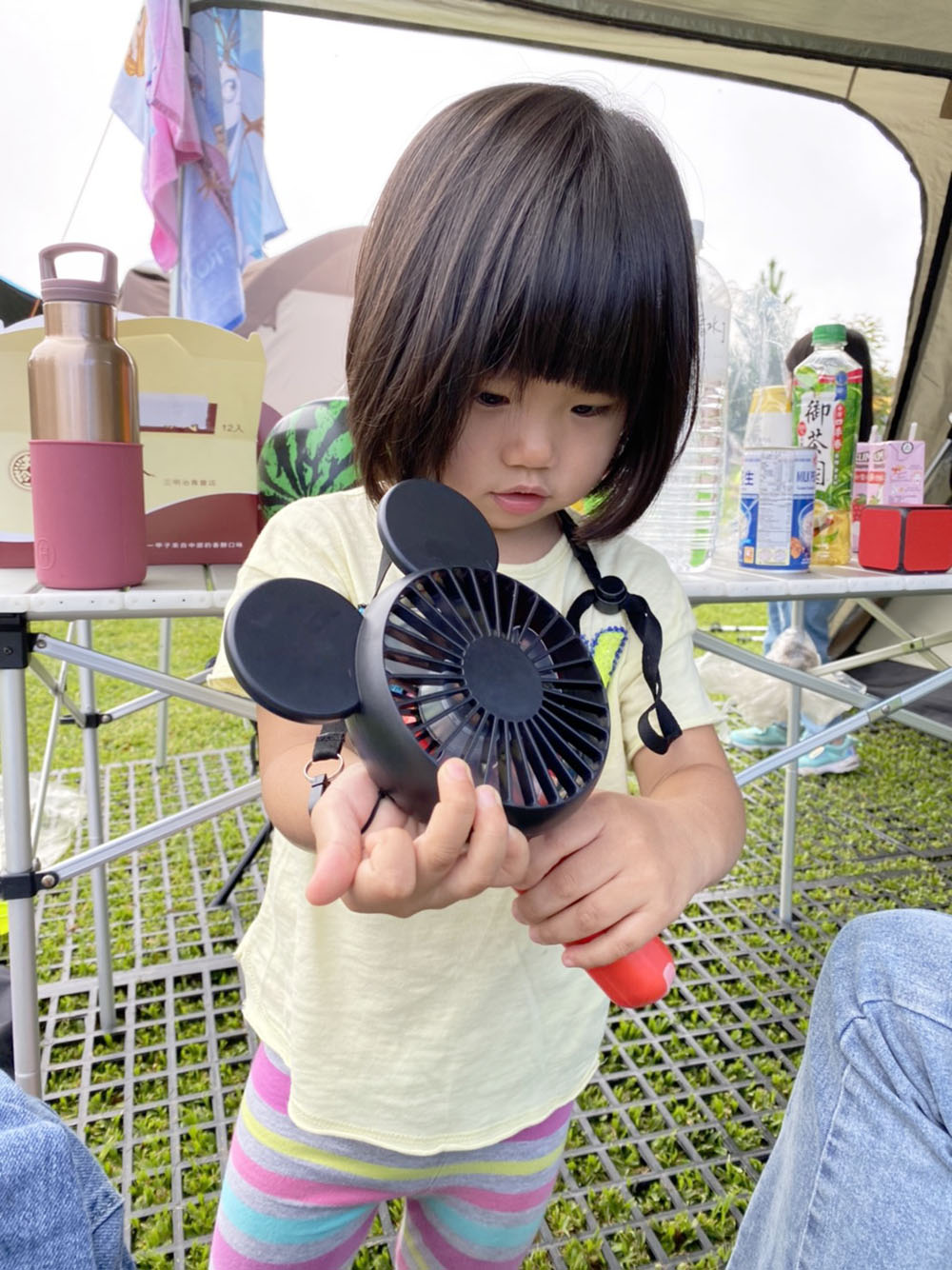 [啾團] 日本DOSHISHA米奇3WAY手持電扇可掛著/拿著/放著!到哪都能用的超可愛手持大風力風扇!